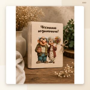 Дървена картичка „Честита годишнина“ Дървена картичка „Честита годишнина“