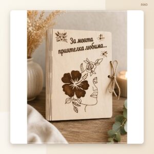 Дървена картичка за любимата приятелка – модел 1 Дървена картичка за любимата приятелка – модел 1
