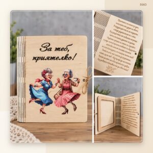 Дървена картичка за приятелка – модел 2 Дървена картичка за приятелка – модел 2