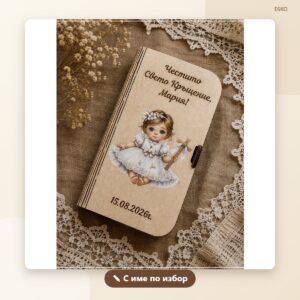 Картичка-плик за пари за кръщене на момиченце с име