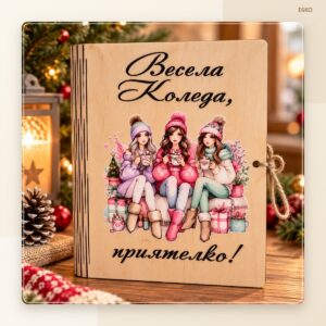 Коледна картичка за приятелка – модел 1 Коледна картичка за приятелка – модел 1