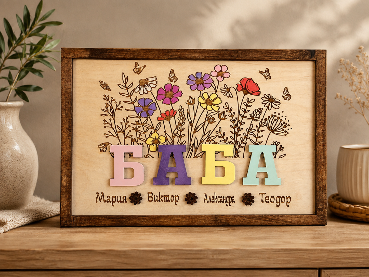 Плакет за баба „Градинката на баба“ с имена