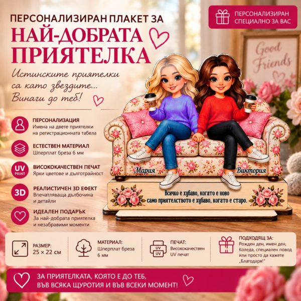 Плакет за приятелки с имена