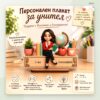 Плакет за учител с име, книги и глобус – снимка 2