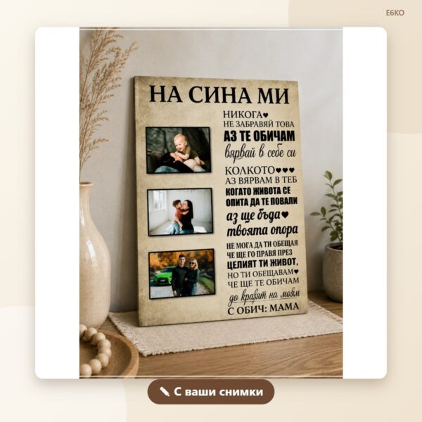 Постер „На сина ми“ с три снимки Постер „На сина ми“ с три снимки