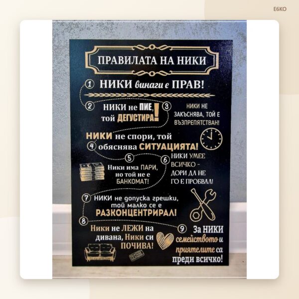 Постер „Правилата на…“ с име по избор
