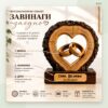 Сватбен плакет сърце с брачни халки, имена, фамилия и дата – снимка 2