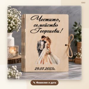Сватбена картичка с фамилия и дата – модел 5 Сватбена картичка с фамилия и дата – модел 5