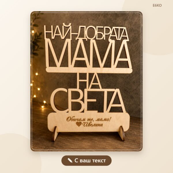 Табела „Най-добрата мама на света“ с гравиран надпис Табела Най-добрата мама на света