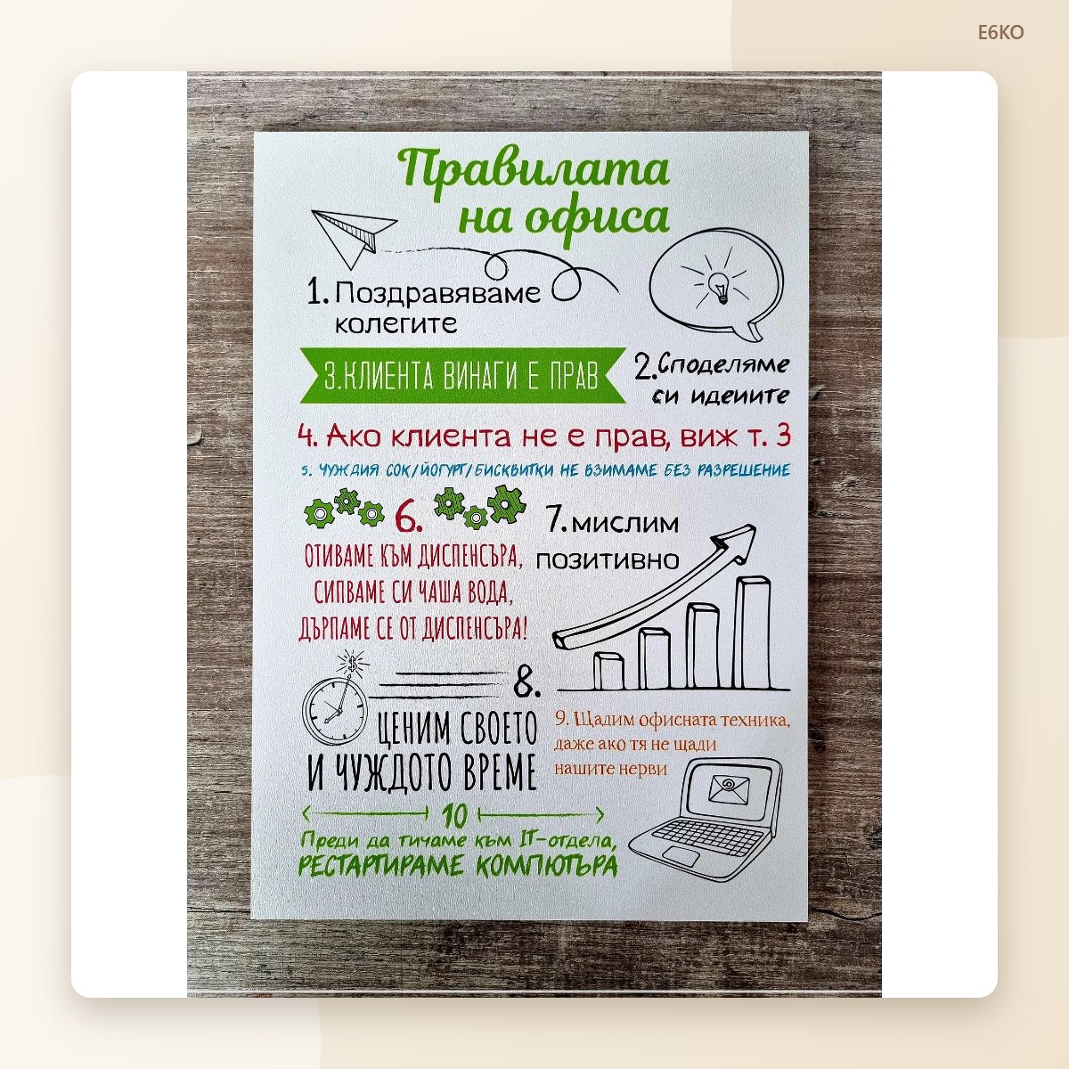Табела „Правилата на офиса“