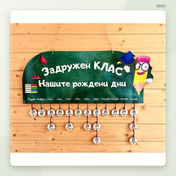 Табло „Задружен клас“ с рождените дни на всички деца 2 Табло Задружен клас с рождени дни на децата – снимка 2